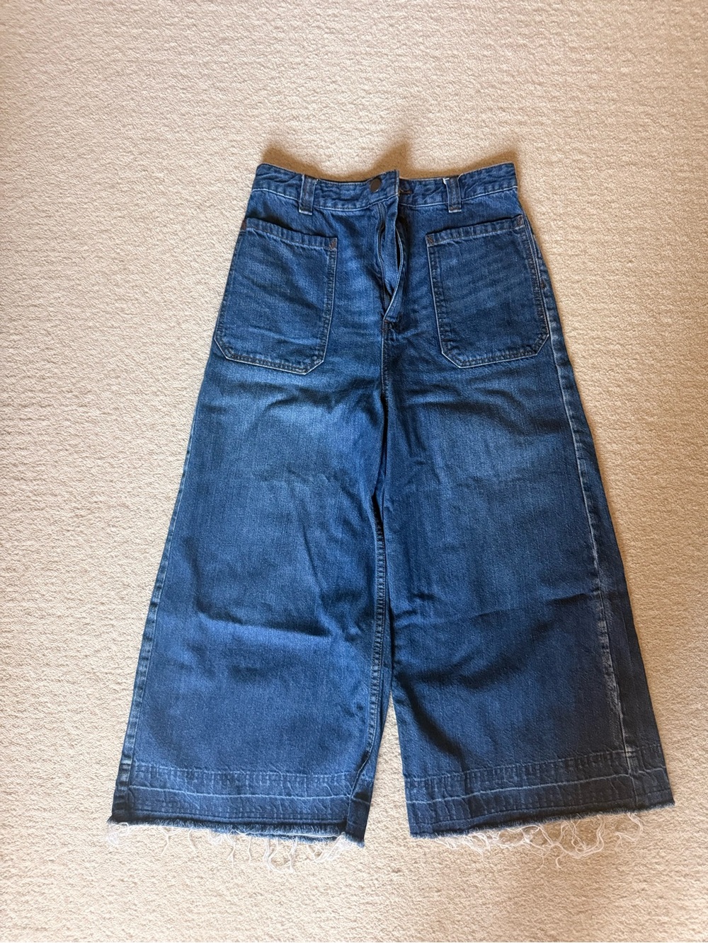 Free People Dark Blue Wide-Leg Jeans